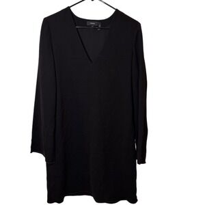 Theory Black Ulyssa ADM Crepe V Neck Long‎ Sleeve Mini Dress Womens Size S